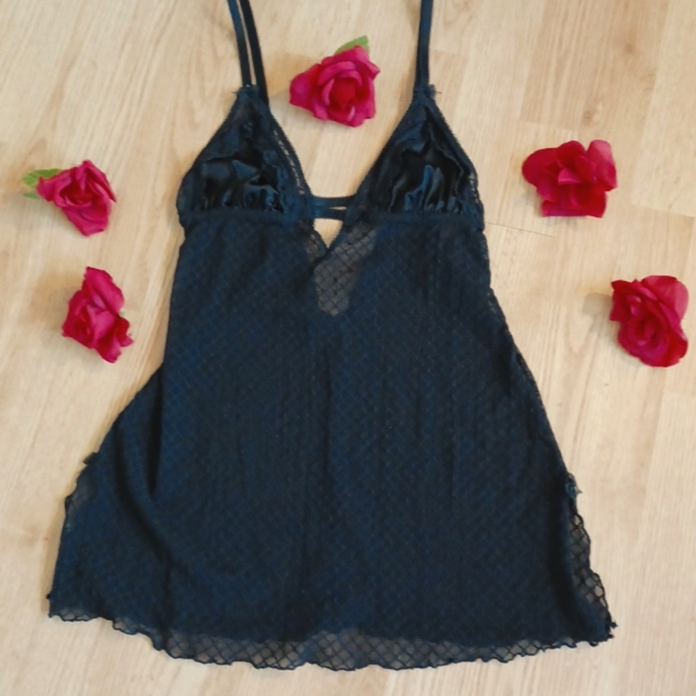 Smart & Sexy black sheer lingerie babydoll teddy Medium